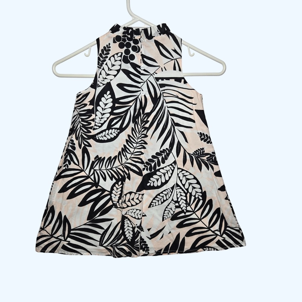 Janie and Jack Dress Lot of 2 Girls Size 4 Black White Green Tropical Leaf - Picture 3 of 10